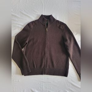 Women's Lauren Ralph Lauren XL brown zip cotton equestrian mock neck sweater